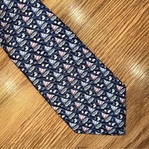 Vineyard Vines blue‎ and pink Sailboat 100% Silk Neck Tie
